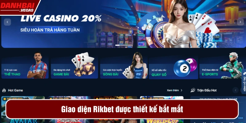 Giao diện Rik bet được thiết kế đẹp mắt